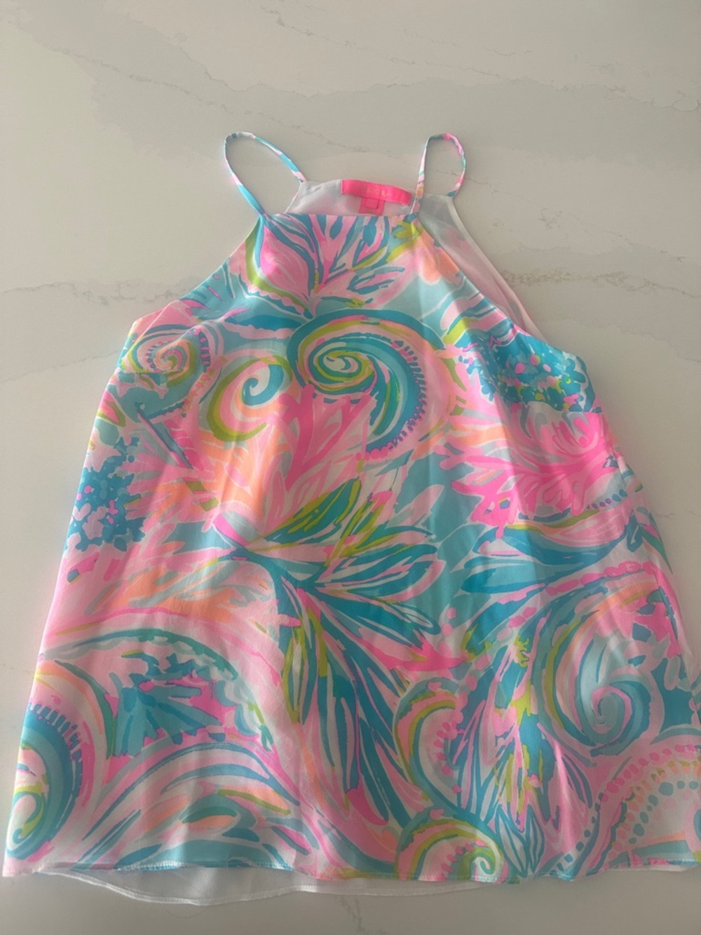 Lilly Pulitzer Rae Silk High Neck Top in Carnivale Coral size small